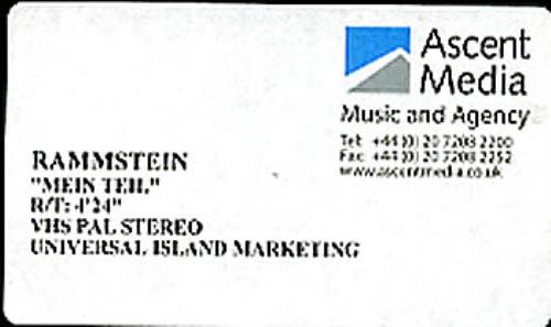 Rammstein Mein Teil video (VHS or PAL or NTSC) UK RMMVIME306385