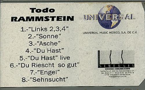 Rammstein Todo video (VHS or PAL or NTSC) Mexican RMMVITO289760