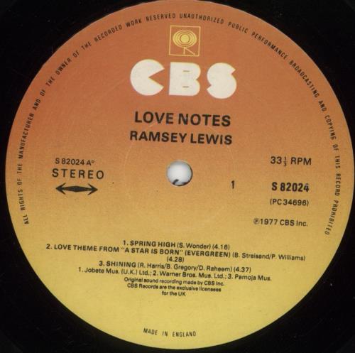 Ramsey Lewis Love Notes vinyl LP album (LP record) UK RB8LPLO608171