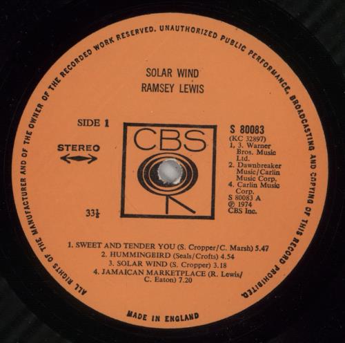 Ramsey Lewis Solar Wind vinyl LP album (LP record) UK RB8LPSO616756