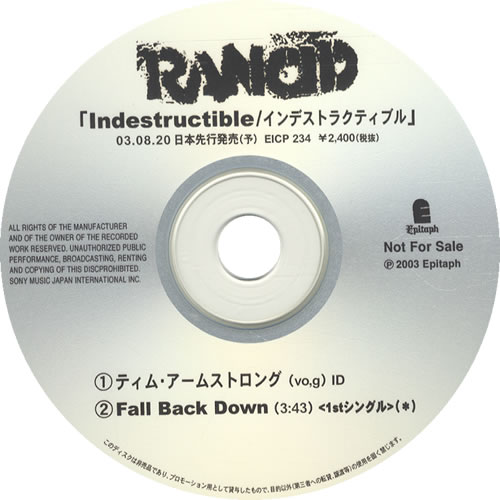 Rancid Indestructible CD-R acetate Japanese RCDCRIN507785