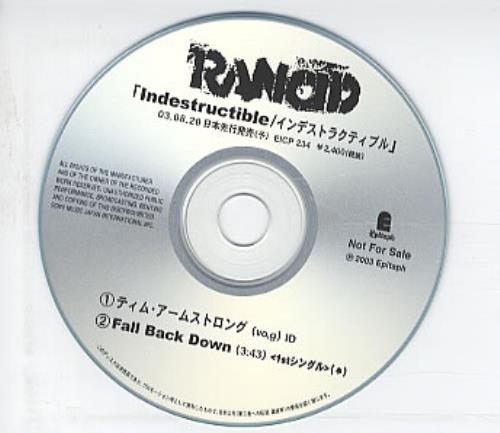 Rancid Promo For Indestructible CD-R acetate Japanese RCDCRPR323029