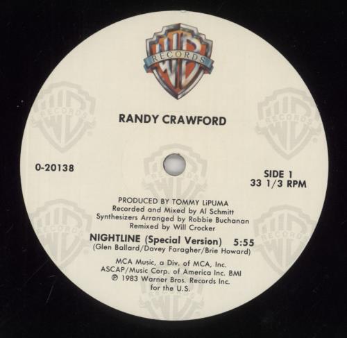 Randy Crawford Nightline - Gold promo stamped 12" vinyl single (12 inch record / Maxi-single) US RCW12NI860712