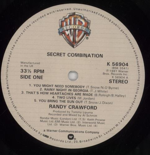 Randy Crawford Secret Combination vinyl LP album (LP record) UK RCWLPSE807110