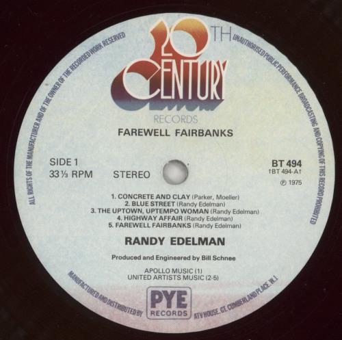 Randy Edelman Farewell Fairbanks - Hype stickers vinyl LP album (LP record) UK RKQLPFA865708