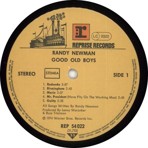 Randy Newman Good Old Boys vinyl LP album (LP record) German RNMLPGO707652