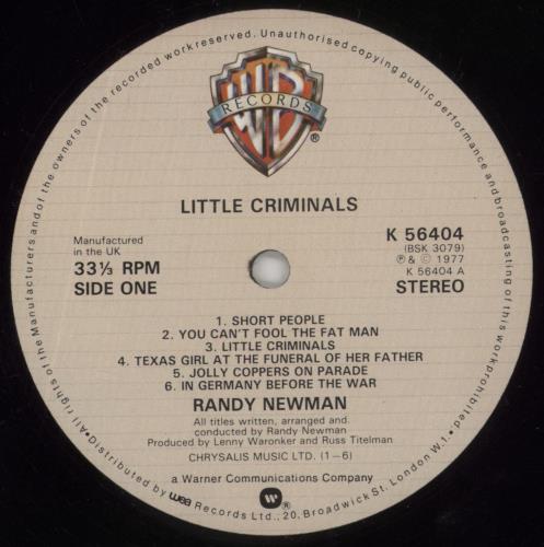 Randy Newman Little Criminals - Nimbus Supercut - EX vinyl LP album (LP record) UK RNMLPLI861394