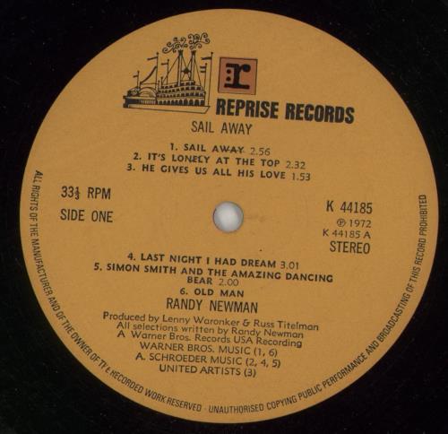 Randy Newman Sail Away + Hypesticker vinyl LP album (LP record) UK RNMLPSA799117