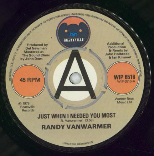 Randy Vanwarmer Just When I Needed You Most - 'A' Label 7" vinyl single (7 inch record / 45) UK RVW07JU871111