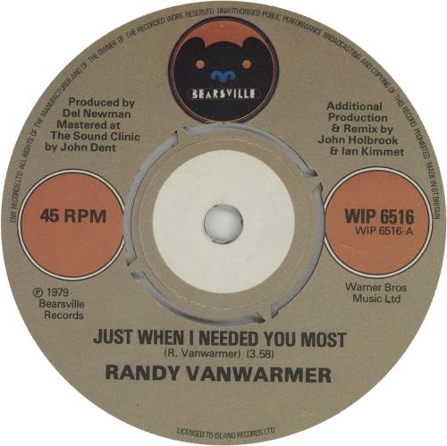 Randy Vanwarmer Just When I Needed You Most 7" vinyl single (7 inch record / 45) UK RVW07JU663959