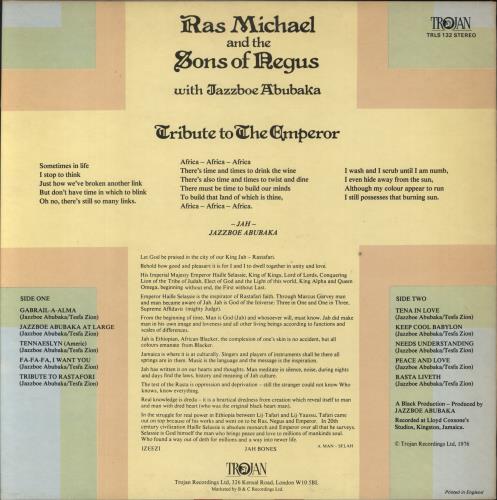 Ras Michael Tribute To The Emperor vinyl LP album (LP record) UK RQ1LPTR793884