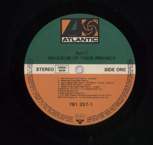 Ratt Invasion Of Your Privacy - Hype Sticker - VG vinyl LP album (LP record) UK RTTLPIN838918