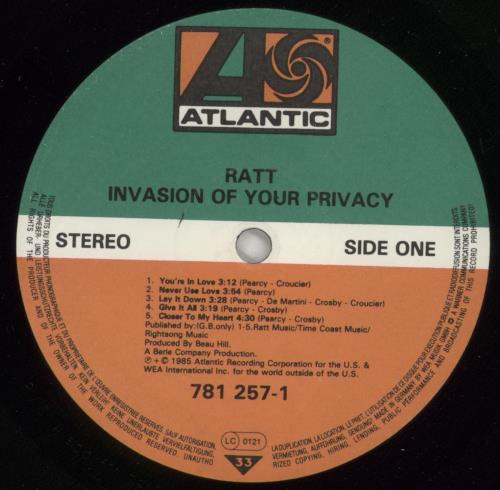 Ratt Invasion Of Your Privacy vinyl LP album (LP record) UK RTTLPIN599251