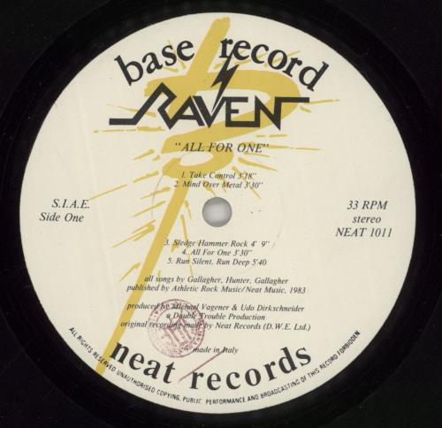 Raven All For One vinyl LP album (LP record) Italian RAVLPAL869712