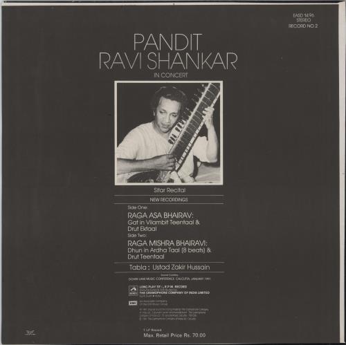 Ravi Shankar In Concert - Record No. 2 vinyl LP album (LP record) Indian RVKLPIN789855