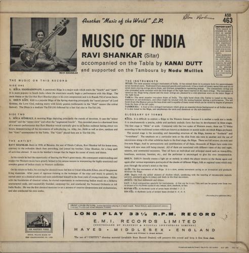 Ravi Shankar Music Of India vinyl LP album (LP record) UK RVKLPMU894041