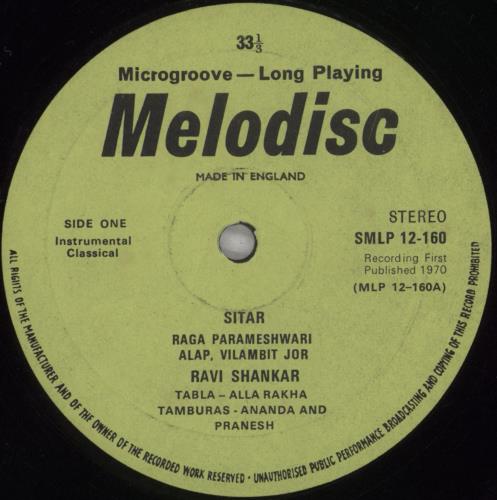 Ravi Shankar Raga Parameshwari vinyl LP album (LP record) UK RVKLPRA825422