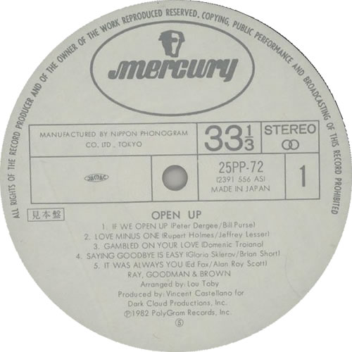 Ray, Goodman & Brown Open Up vinyl LP album (LP record) Japanese RG&LPOP631871