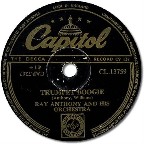 Ray Anthony Trumpet Boogie 78rpm shellac record UK RCJ78TR397454