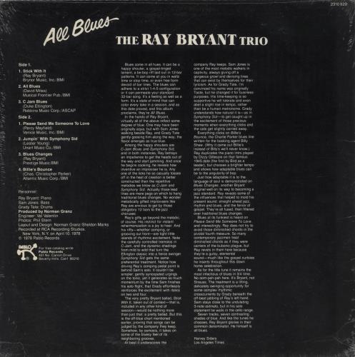 Ray Bryant All Blues vinyl LP album (LP record) US 1RBLPAL888612