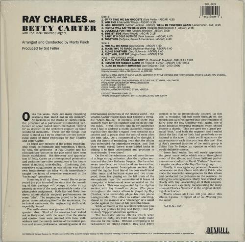 Ray Charles And Betty Carter Ray Charles And Betty Carter vinyl LP album (LP record) US XC-LPRA676842
