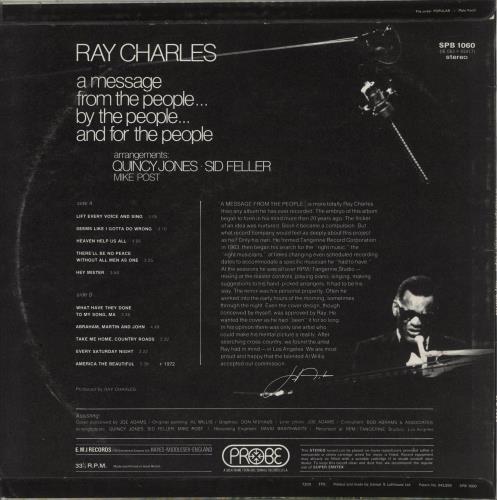 Ray Charles A Message From The People vinyl LP album (LP record) UK RYHLPAM875064