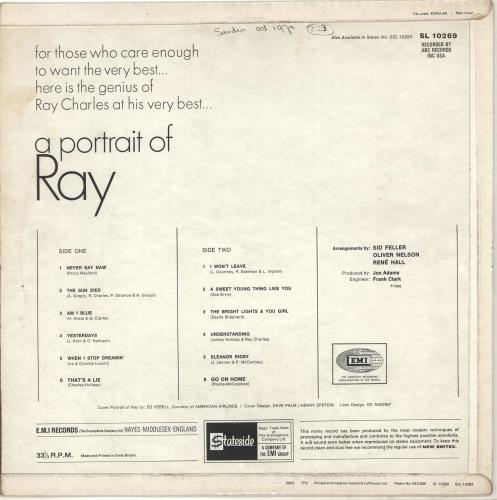 Ray Charles A Portrait Of Ray - WOS vinyl LP album (LP record) UK RYHLPAP702301