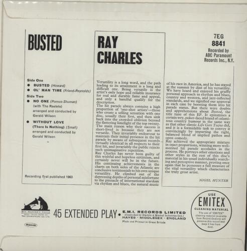 Ray Charles Busted - Sample 7" vinyl single (7 inch record / 45) UK RYH07BU685006