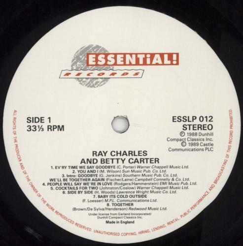 Ray Charles Ray Charles And Betty Carter vinyl LP album (LP record) UK RYHLPRA494921