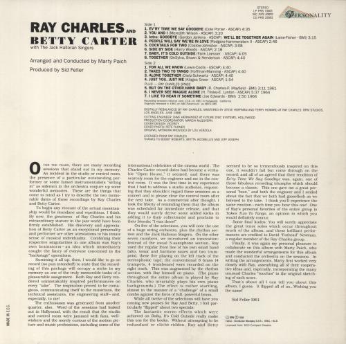 Ray Charles Ray Charles And Betty Carter vinyl LP album (LP record) UK RYHLPRA810094