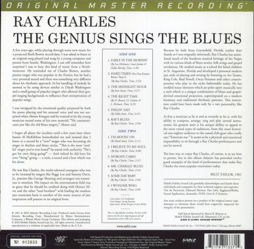 Ray Charles The Genius Sings The Blues vinyl LP album (LP record) US RYHLPTH803509