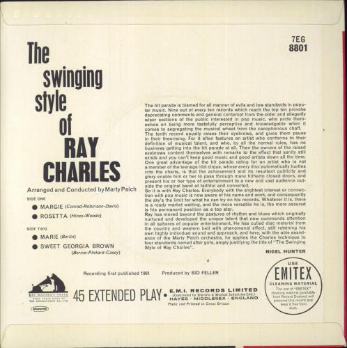Ray Charles The Swinging Style Of Ray Charles 7" vinyl single (7 inch record / 45) UK RYH07TH832707