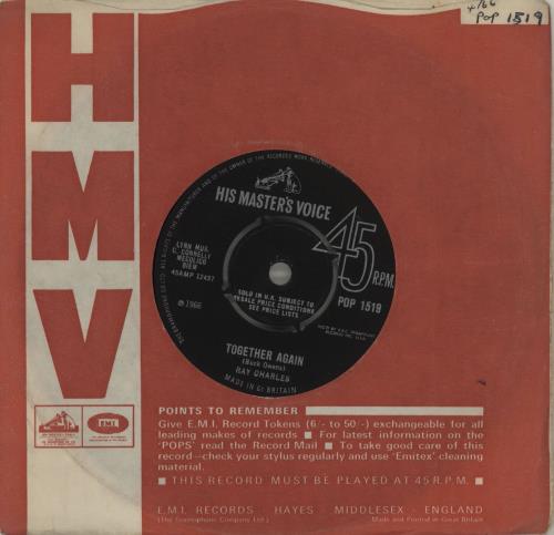 Ray Charles Together Again 7" vinyl single (7 inch record / 45) UK RYH07TO683063