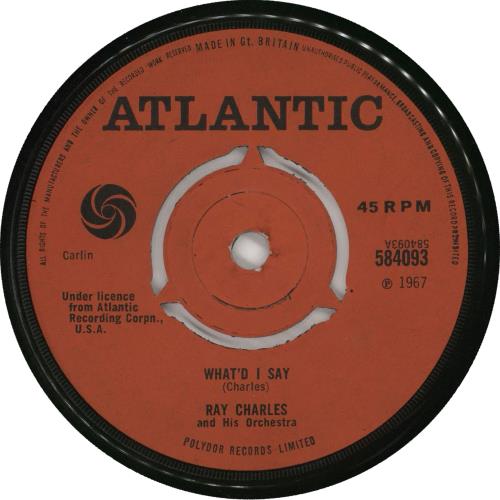 Ray Charles What'd I Say 7" vinyl single (7 inch record / 45) UK RYH07WH240952