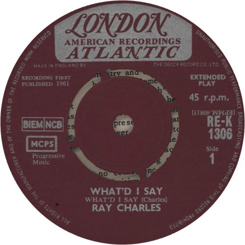 Ray Charles What'd I Say 7" vinyl single (7 inch record / 45) UK RYH07WH758724