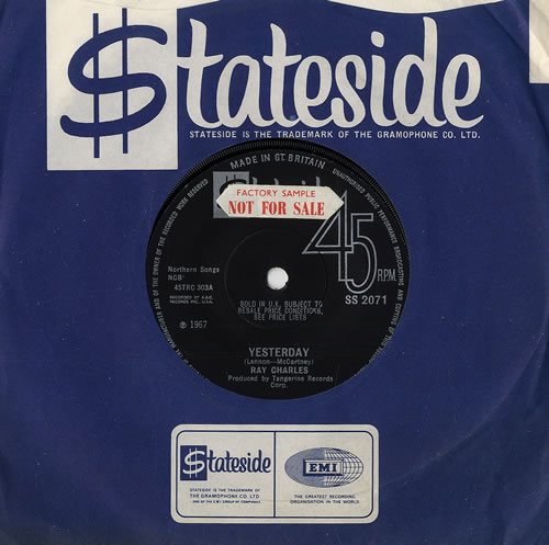 Ray Charles Yesterday 7" vinyl single (7 inch record / 45) UK RYH07YE478706