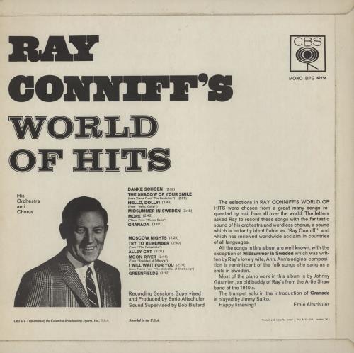 Ray Conniff Ray Conniff's World Of Hits vinyl LP album (LP record) UK RD7LPRA758920