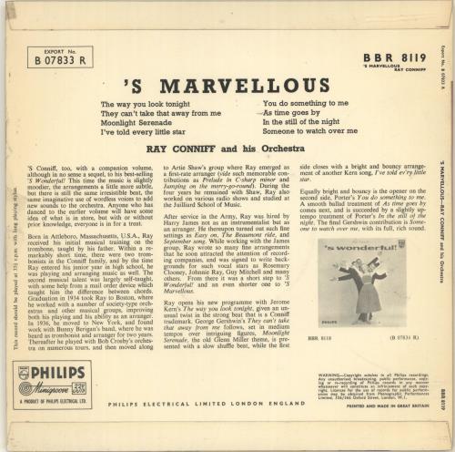 Ray Conniff 's Marvellous 10" vinyl single (10 inch record) UK RD710SM693482