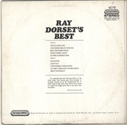 Ray Dorset Ray Dorset's Best vinyl LP album (LP record) UK RC_LPRA698188