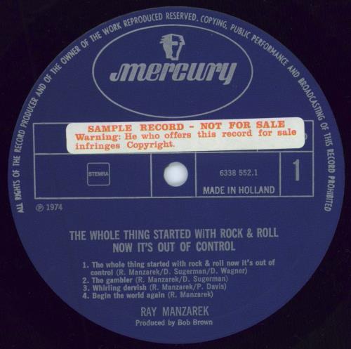 Ray Manzarek The Whole Thing Started - Factory Sample vinyl LP album (LP record) Dutch ZARLPTH780726