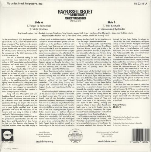 Ray Russell Forget To Remember (Live Vol. 2: 1970) - Sealed vinyl LP album (LP record) UK RJYLPFO867823