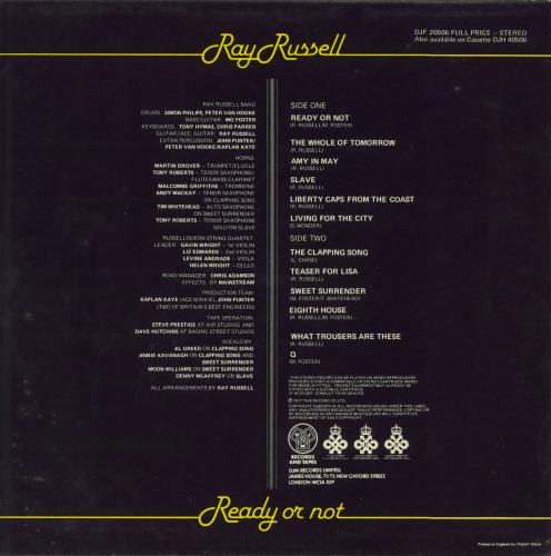 Ray Russell Ready Or Not vinyl LP album (LP record) UK RJYLPRE799682