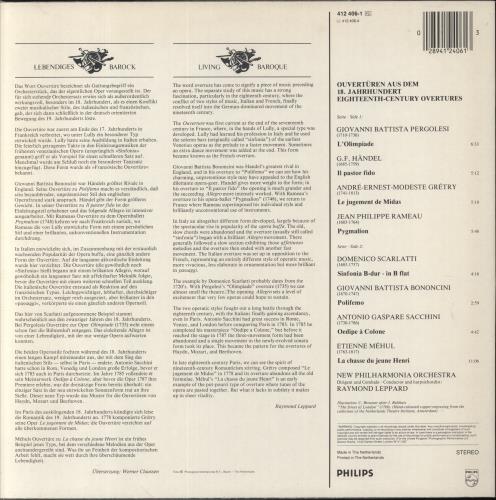 Raymond Leppard Ouvert�ren / Overtures vinyl LP album (LP record) Dutch XC8LPOU851112