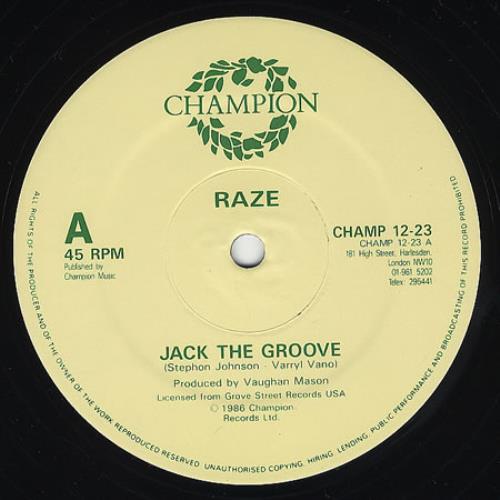 Raze Jack The Groove 12" vinyl single (12 inch record / Maxi-single) UK RZE12JA358505