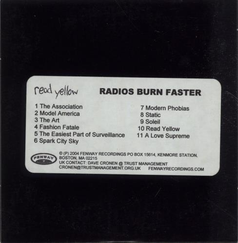 Read Yellow Radios Burn Faster CD-R acetate UK RYECRRA676051
