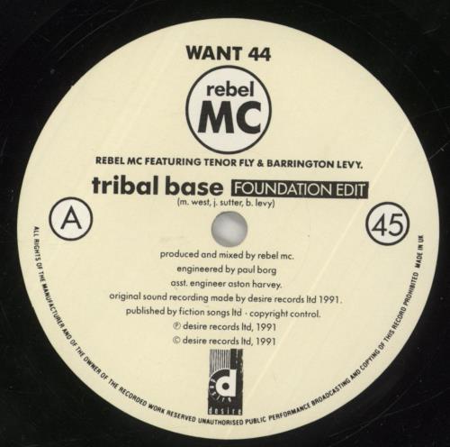 Rebel MC Tribal Base 7" vinyl single (7 inch record / 45) UK RBL07TR570162
