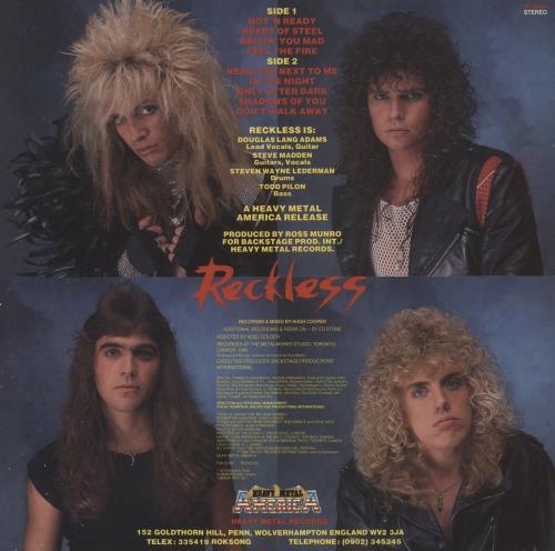 Reckless (Canadian) Heart Of Steel vinyl LP album (LP record) UK R7CLPHE654039