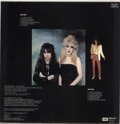 Reckless (Canadian) Reckless vinyl LP album (LP record) UK R7CLPRE730359