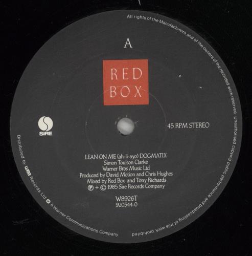 Red Box Lean On Me 12" vinyl single (12 inch record / Maxi-single) UK RBX12LE219048