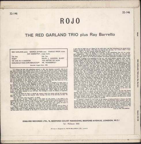 Red Garland Rojo vinyl LP album (LP record) UK RG-LPRO528144